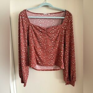 Lush Red Floral Women's Blouse